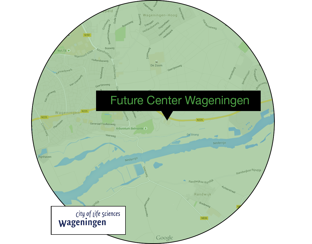Ligging future center wageningen